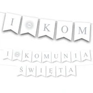 Dekoracje sali - BANER napis I Komunia Święta - srebrna Girlanda - miniaturka - grafika 1