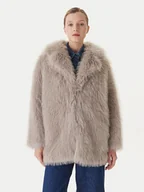 Płaszcze damskie - KAOS Futro RI1NT055 Szary Regular Fit - miniaturka - grafika 1