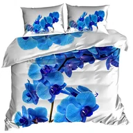 Pościel - Pościel 3D Bawełna Satyna 200X220Cm Storczyk Niebieski - miniaturka - grafika 1