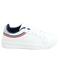 Trampki damskie - Trampki damskie białe B0-686 WHITE/RED - ButyModne - miniaturka - grafika 1