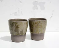 Kubki - Kubki GINKO [szkliwo z liści miłorzębu+kamionka] 2szt - miniaturka - grafika 1