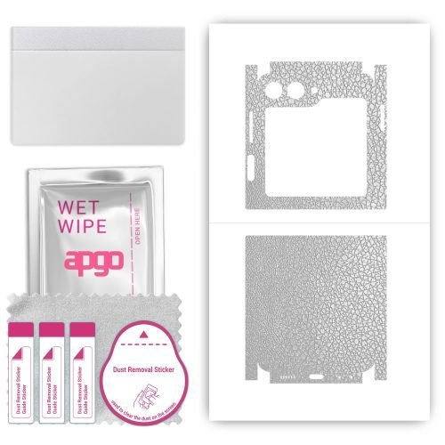 folia naklejka skórka strukturalna na TYŁ+BOKI do Samsung Galaxy Z Flip5 Retro - Skóra Srebrna - apgo SKINS