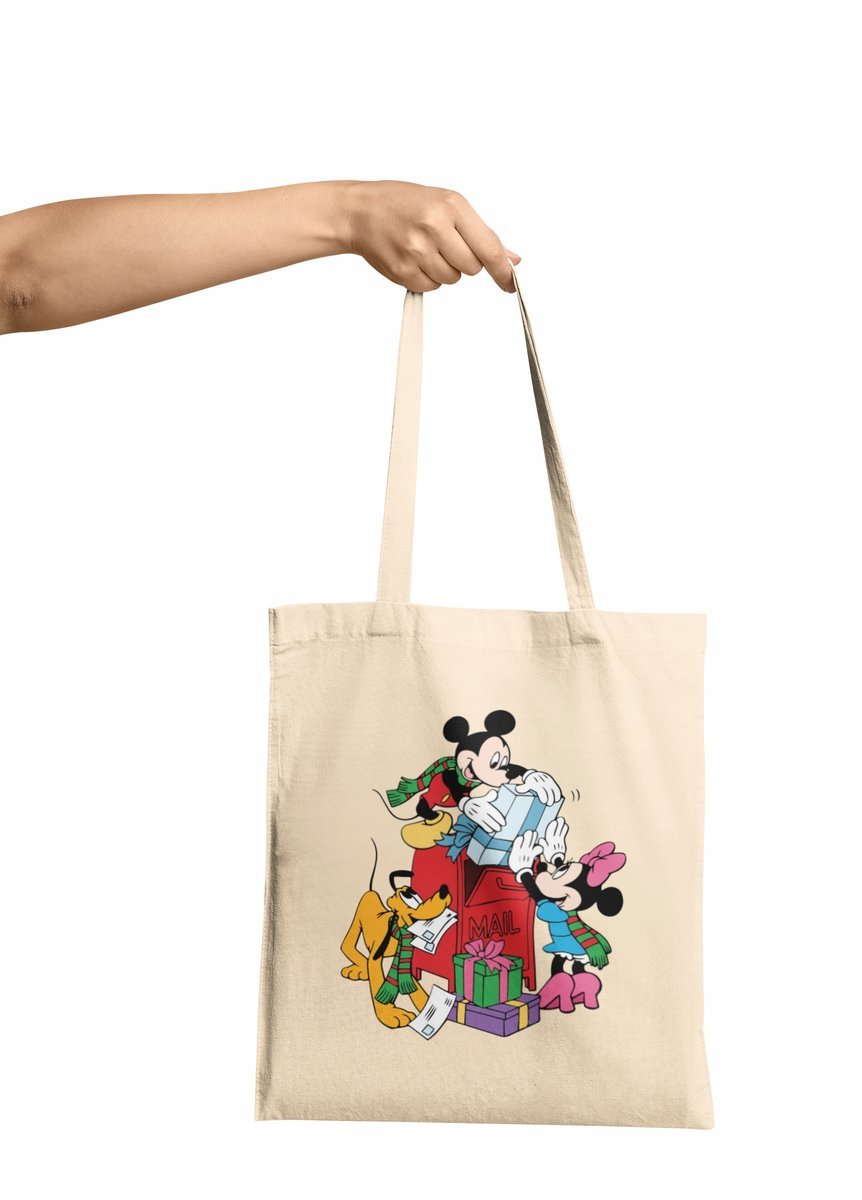 Torba Shopper Materiałowa Na Ramię Prezent Dla Fanki Myszka Mickey & Friend