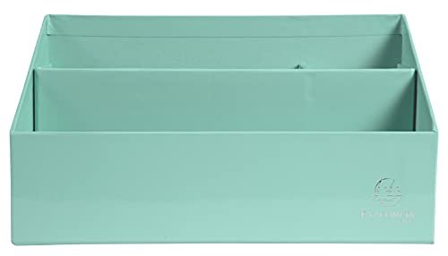 Exacompta 67963D Organizer na listy Aquarel z 3 przegródkami o wymiarach 25x10x14 cm na listy oraz długopisy zielony pastelowy pojemnik na listy pudełko na dokumenty wykonany z bardzo mocnej tektury