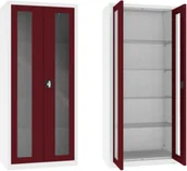 Meble i wyposażenie gabinetów medycznych - NSML.112.9010.3005 szafa lekarska 2-skrzydłowa 1-komorowa biało-bordowa - miniaturka - grafika 1