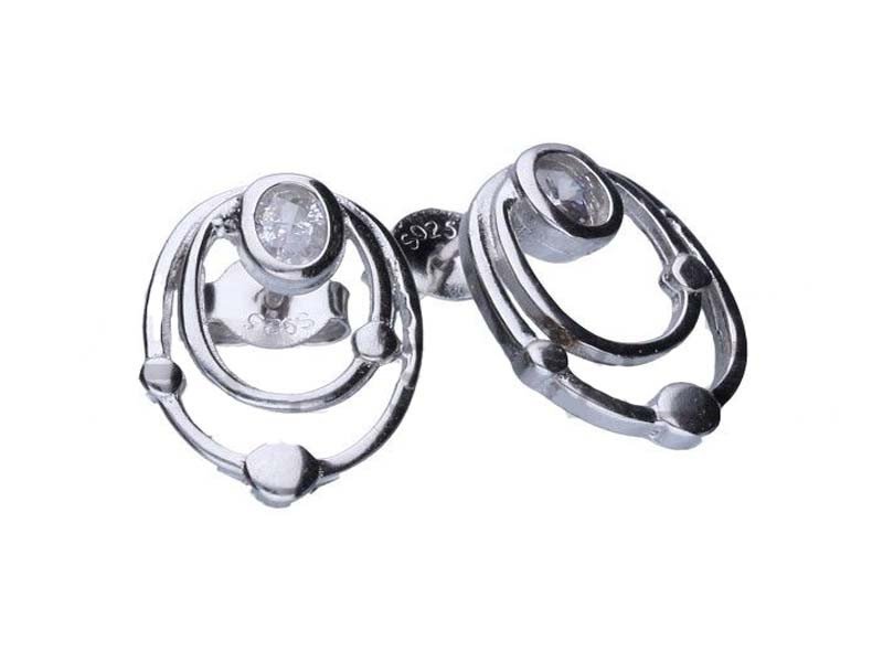 Srebrne kolczyki 925 owalne z cyrkoniami 2,42g na sztyfcie