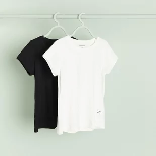Reserved Reserved - Bawełniany t-shirt 2 pack - Kremowy - Koszulki dla dziewczynek - miniaturka - grafika 1
