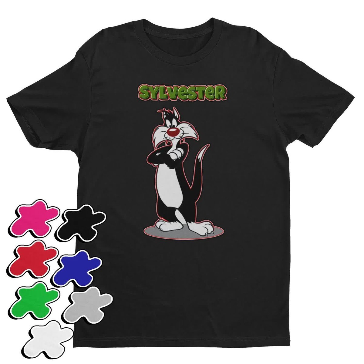 Koszulka T-Shirt Dziecięca Z Nadrukiem Looney Kot Sylwester -M 134-140