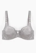 Biustonosze - Jasnoszary Biustonosz Full Cup z Koronką na Regulowanych Ramiączkach Missalinda - miniaturka - grafika 1