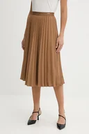 Spódnice - Tommy Hilfiger spódnica kolor brązowy midi rozkloszowana WW0WW43886 - miniaturka - grafika 1