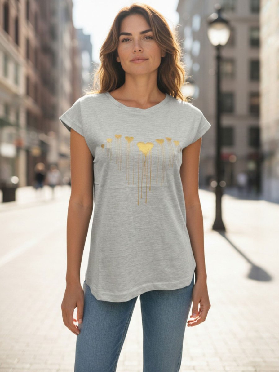 T-shirt bawełniany z nadrukiem popielaty 2XL