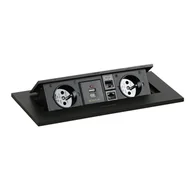 Gniazdka elektryczne - Port blatowy TYP II - wpuszczany, 2 gniazda, USB-A + USB-C, 2x RJ45 port, czarny - miniaturka - grafika 1