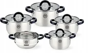 Zestawy garnków i patelni - Zestaw garnków MG Home Black 9 elementów Z WKŁADEM DO GOTOWANIA NA PARZE - miniaturka - grafika 1
