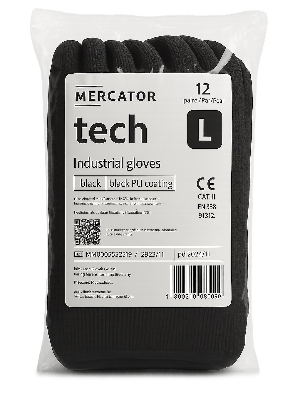 MERCATOR Tech Black+Black PU - 12 Par 9 - L