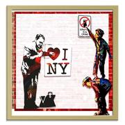 Plakaty - Obraz w ramie naturalnej FEEBY, Banksy - I love New York 40x40 - miniaturka - grafika 1