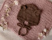 Czapki dla dzieci - Bonetka Tuliś brązowa Baby Alpaka + Merino - miniaturka - grafika 1