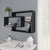 Półki do salonu - vidaXL Półki ścienne, czarne, 104x24x60 cm, płyta wiórowa vidaXL - miniaturka - grafika 1