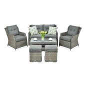 Meble ogrodowe - Meble z technorattanu TRIVENTO 2 + PUFY Melange - miniaturka - grafika 1