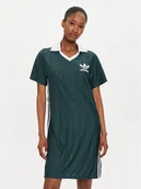 Sukienki - adidas Sukienka codzienna adicolor 3-Stripes IX5507 Zielony Loose Fit - miniaturka - grafika 1