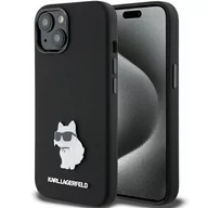 Etui i futerały do telefonów - Etui Karl Lagerfeld KLHCP15SSMHCNPK Apple iPhone 15 Silicone Choupette Metal Pin czarny/black - miniaturka - grafika 1