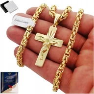 Łańcuszki - ZŁOTY ŁAŃCUSZEK SPLOT KRÓLEWSKI 4,3MM + KRZYŻ SREBRO 925/585 + CERTYFIKAT - miniaturka - grafika 1