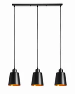 Lampy sufitowe - Lampa wisząca potrójna listwa czarno złota stożek - miniaturka - grafika 1