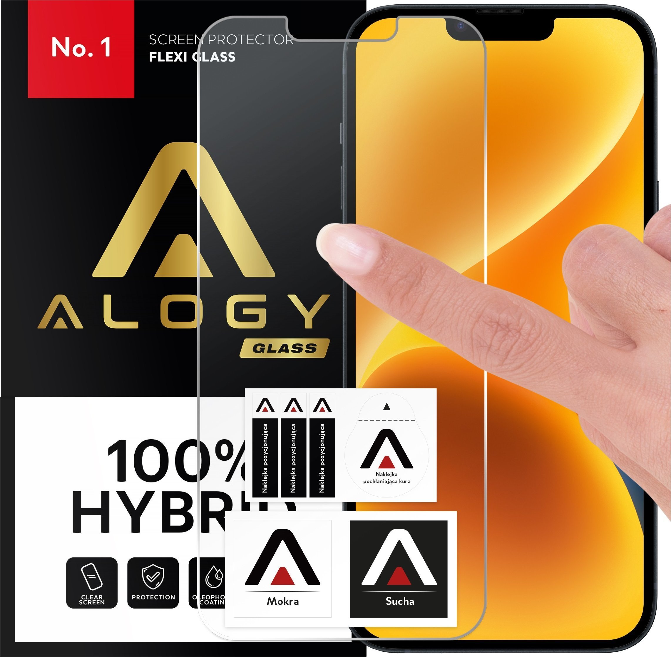 Alogy Szkło hybrydowe do Apple iPhone 13 Mini na ekran Alogy Flexi Glass 9H Case Friendly płaskie na ekran