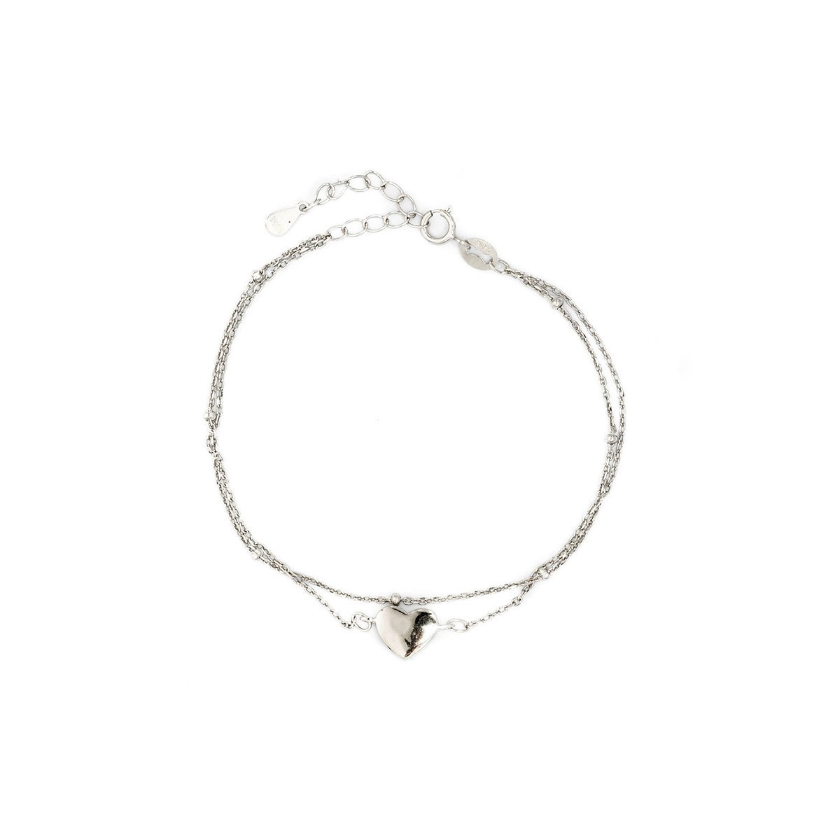 Srebrna bransoletka 925 podwójna Pełne Serce