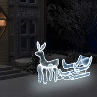 Oświetlenie świąteczne - vidaXL Świąteczny renifer z saniami z lampek, z siateczką, 216 LED - miniaturka - grafika 1