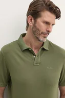 Koszulki męskie - Pepe Jeans polo bawełniane kolor zielony gładki - miniaturka - grafika 1