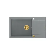 Zlewozmywaki - QUADRON Zlewozmywak EVAN 136 XL szary, elementy złote, k.pneum. HCQE58650U5_PVDG1_P2O0 - miniaturka - grafika 1