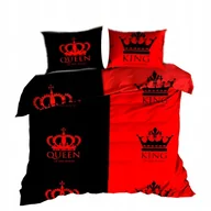 Pościel - pościel bawełna deLUX 140x200 + 1 poszewka B 334-1 king czarno czerwony - miniaturka - grafika 1