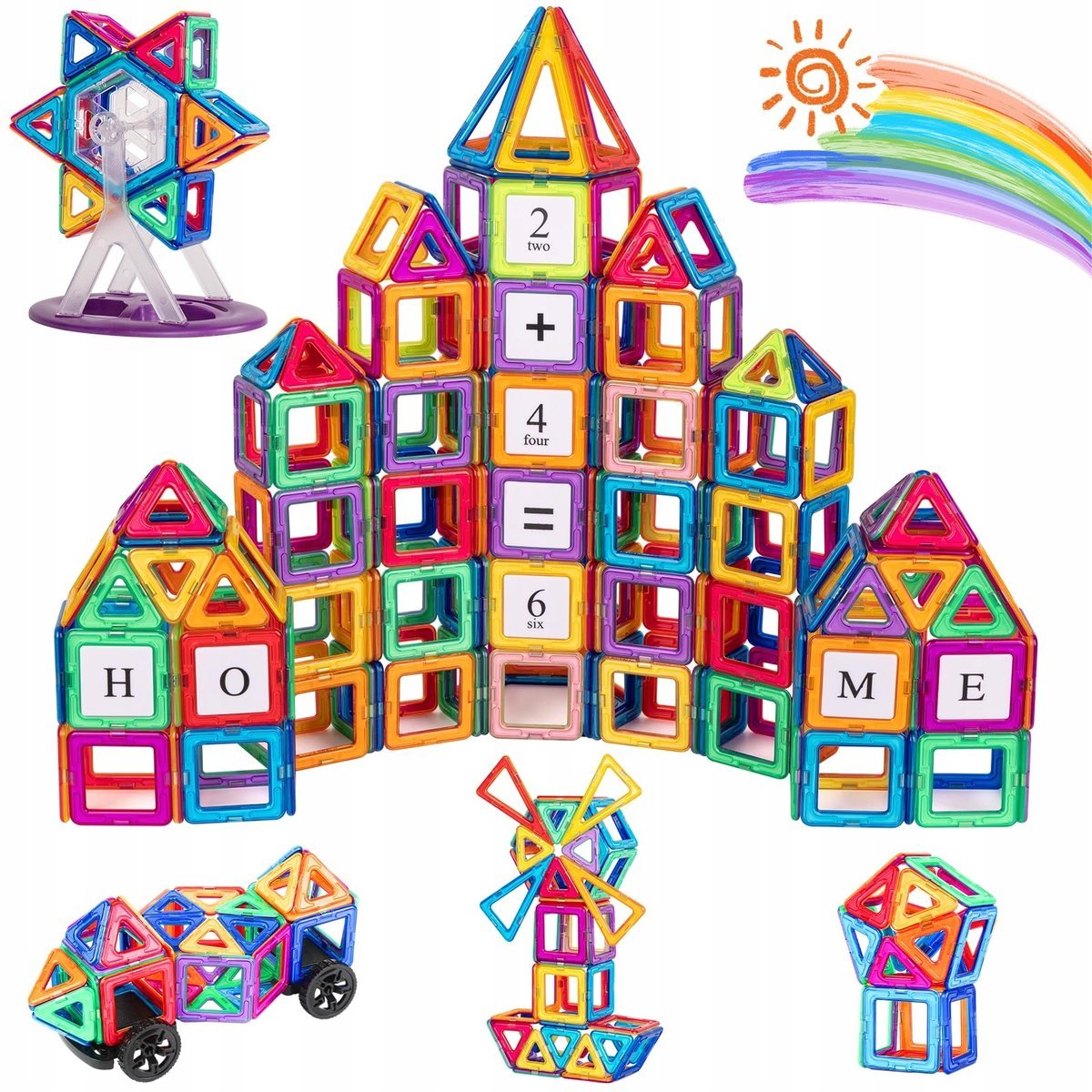 AACZLY magnetyczne klocki 122 elementy zabawka Montessori dla dzieci 3+