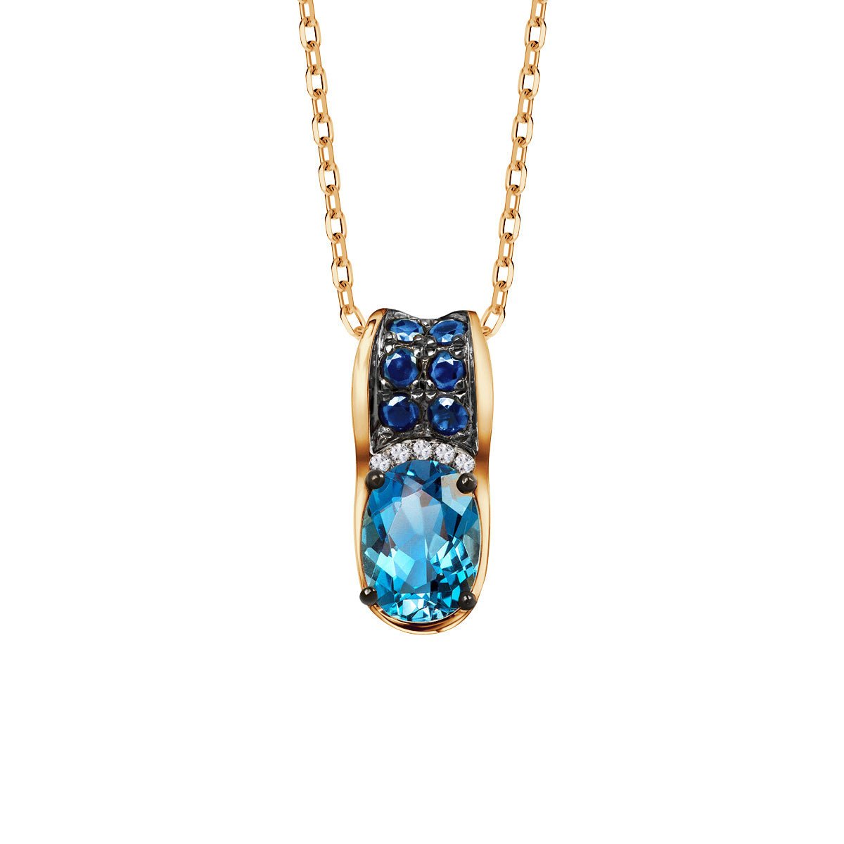 Zawieszka Topaz London Blue, szafiry i diamenty