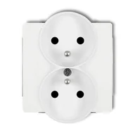Gniazdka elektryczne - Karlik Gniazdo podwojne z uziemieniem do ramki DECO Soft - biały mat - miniaturka - grafika 1