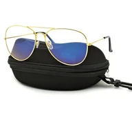 Okulary korekcyjne, oprawki, szkła - Złote okulary Pilotki z filtrem BLUE LIGHT do komputera zerówki STDBLF2 - miniaturka - grafika 1