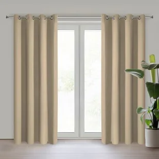 Zasłona gotowa Nerisa 140 x 250 cm przelotki beżowy - Zasłony - miniaturka - grafika 1
