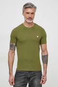 Koszulki męskie - Guess t-shirt męski kolor zielony gładki - miniaturka - grafika 1