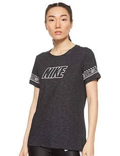 Nike Damska koszulka treningowa Dri-fit Czarny/wrzosowy S - Koszulki i topy damskie - miniaturka - grafika 1