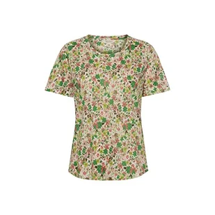 Part Two Nemias Regular fit krótki rękaw top damski, Nadruk zielonego kwiatu, S - Koszulki i topy damskie - miniaturka - grafika 1