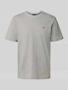 T-shirt z wyhaftowanym logo i okrągłym dekoltem - Koszulki męskie - miniaturka - grafika 1