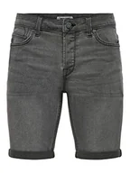 Spodenki damskie - ONLY & SONS Męskie szorty ONSPLY PK 0753 dżinsowe, szary denim, M - miniaturka - grafika 1