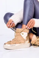 Śniegowce damskie - Beżowe botki śniegowce z kożuszkiem POLSKA SKÓRA Casu 9970-N-2 - miniaturka - grafika 1