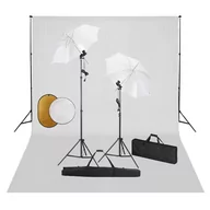 Lampy studyjne - vidaXL Zestaw studyjny Zestaw studyjny z lampami parasolkami tłem i blendami 3067075 - miniaturka - grafika 1