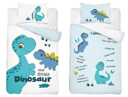 Detexpol Pościel bawełniana 90x120 Dinozaur biała turkusowa 4285 B Mayamoo 20 - Pościel dla dzieci - miniaturka - grafika 1