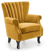 Fotele - Fotel wypoczynkowy TITAN musztardowy welur - miniaturka - grafika 1