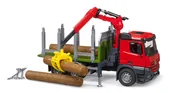 Samochody i pojazdy dla dzieci - Bruder, Mercedes Benz Arocs z dźwigim do przewozu drewna i z 3 kłodami, BR-03669 - miniaturka - grafika 1