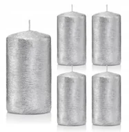 Świece - Świece ozdobne srebrne walec kokon 10/6 zestaw 5 - miniaturka - grafika 1
