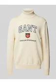Swetry męskie - Sweter z dzianiny z wyhaftowanym logo - Gant - miniaturka - grafika 1