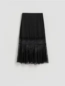 Spódnice - Reserved - Spódnica midi z koronką - czarny - miniaturka - grafika 1